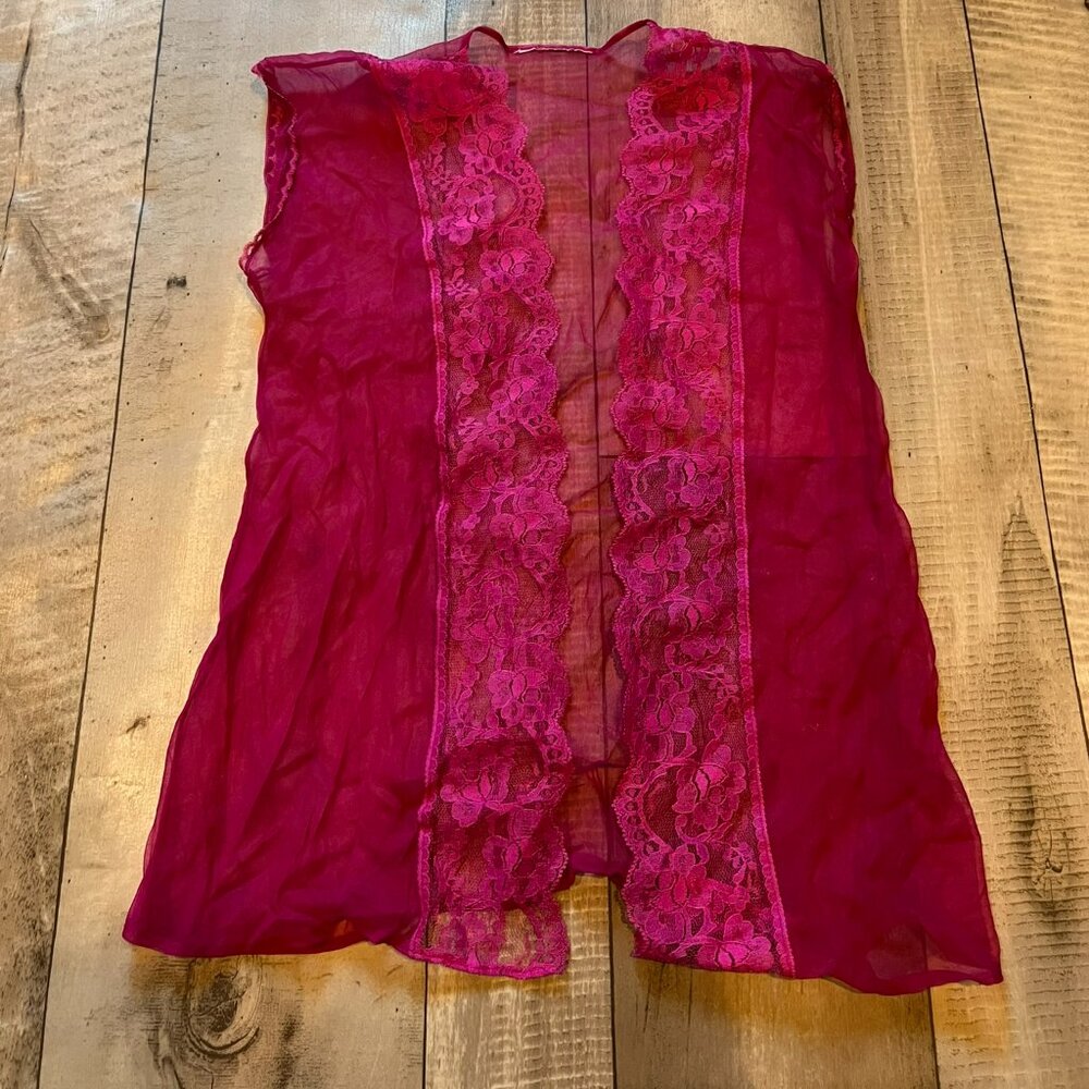 Vintage Intimate Pink Fushia Sheer Duster Robe